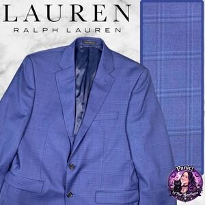 Ralph Lauren LRL Suit Jacket Mens 40R Blue Glen Plaid Windowpane Blazer Clean